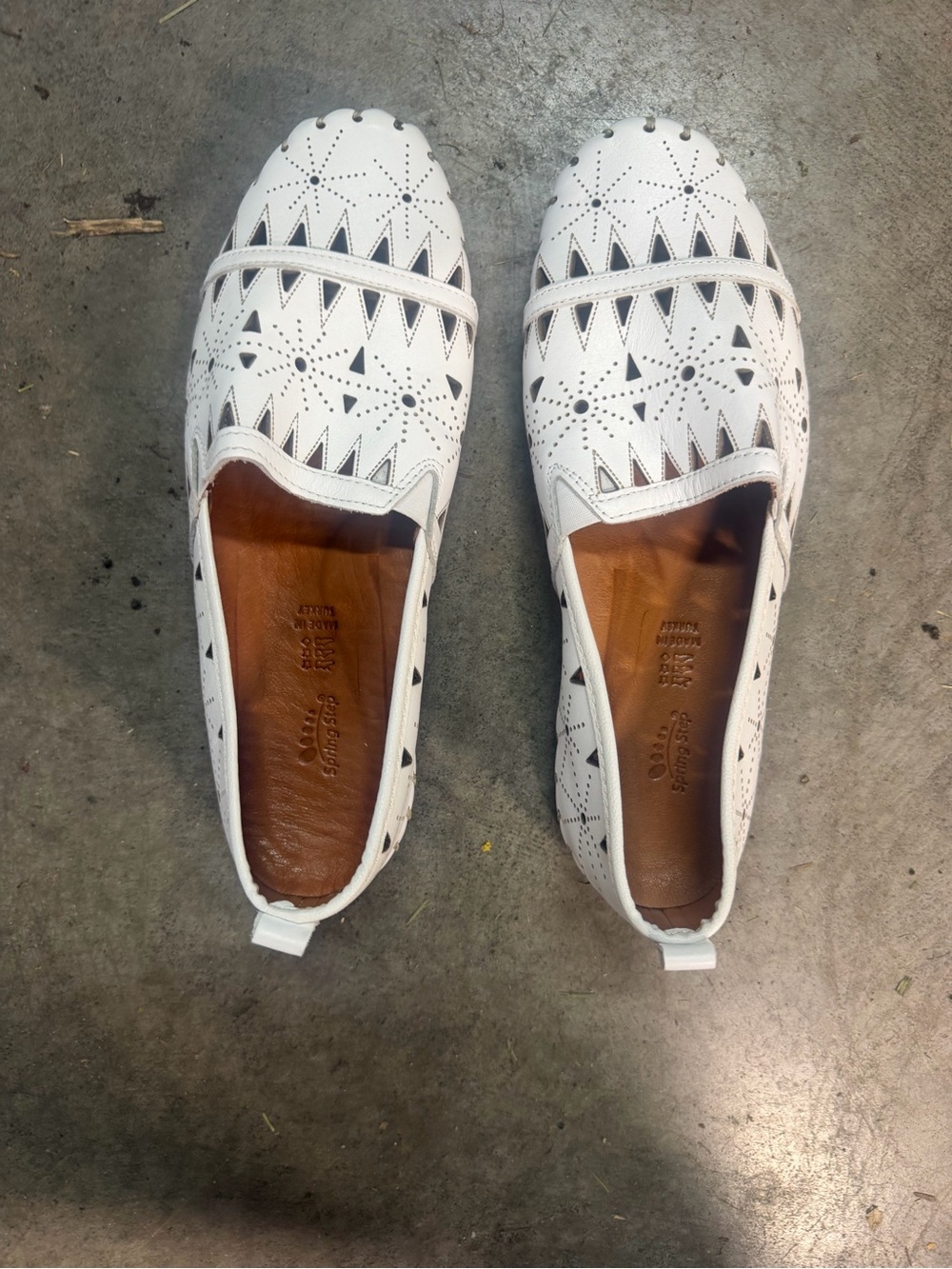 Spring Step Women's White Fusaro Leather Loafers size 40 US 9
